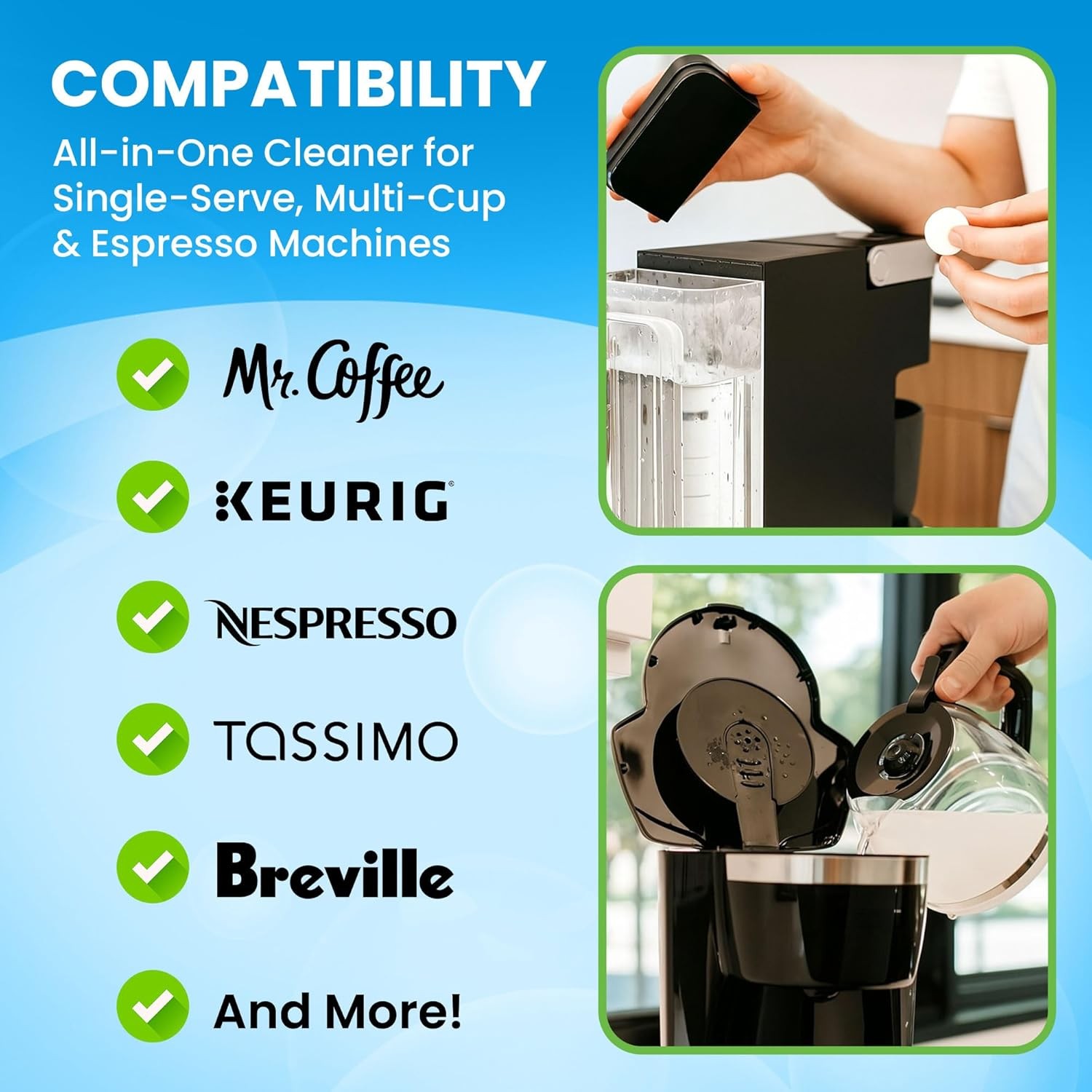 Coffee Maker Cleaner & Descaler Tablets 24-Pack for Keurig Nespresso Espresso Ma