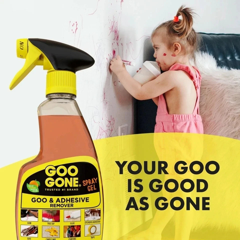 GOO GONE Original ADHESIVE Glue Gum Remover ~ Fresh Citrus & Surface Safe 12Oz
