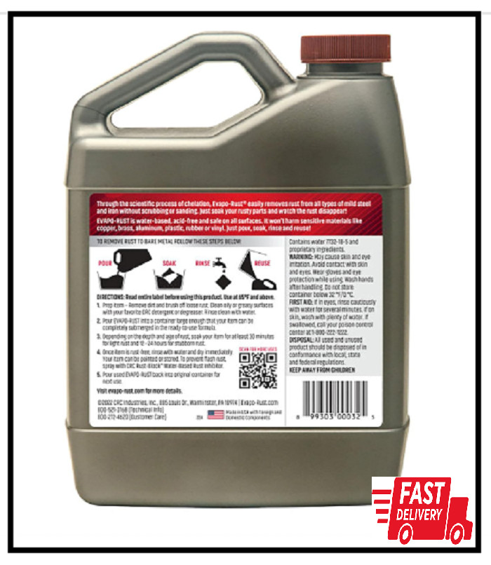 CRC Evapo-Rust, Heavy-Duty Rust Remover, Reusable, Acid-Free, Non-Corrosive, Wat