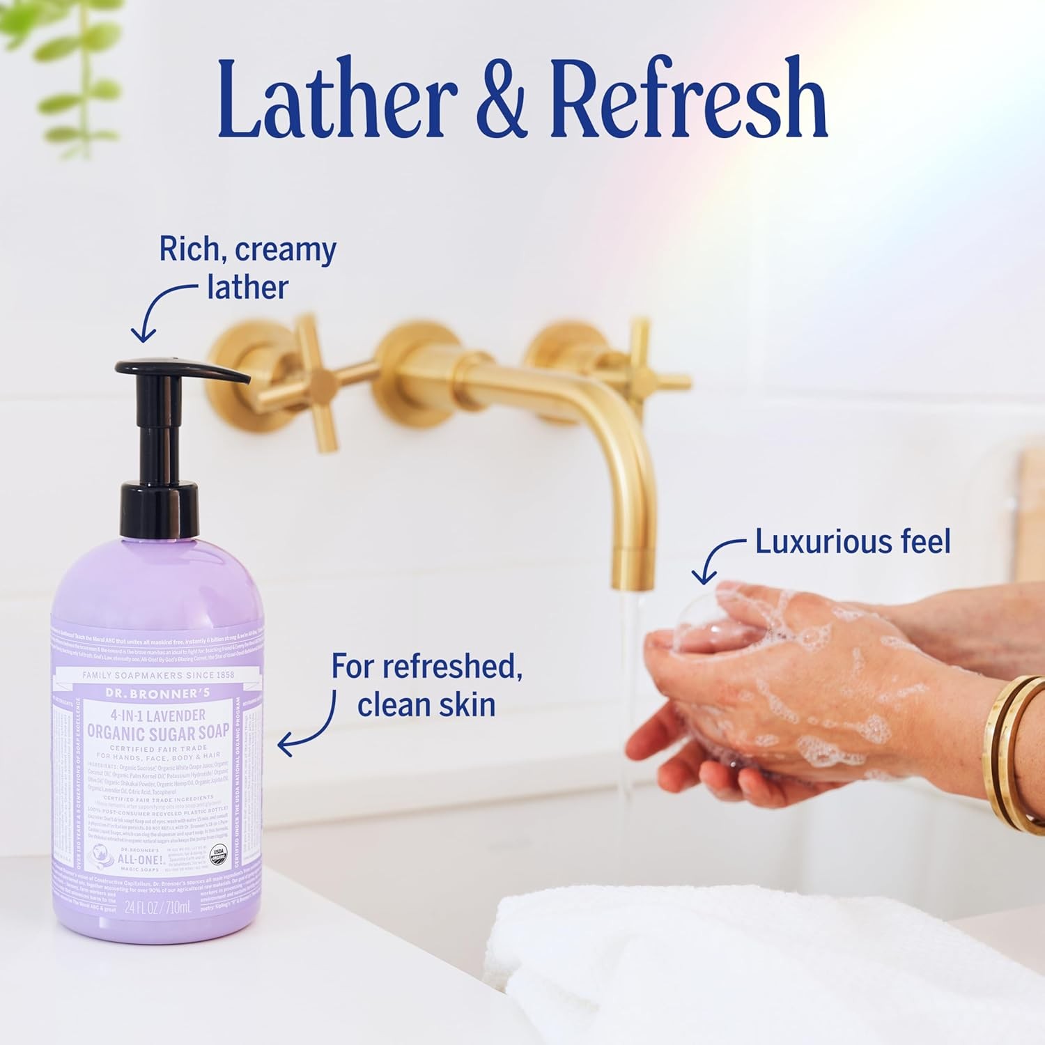 Dr. Bronner’s Organic Sugar Soap (Lavender, 64 Ounce)- Made with Organic Oils,