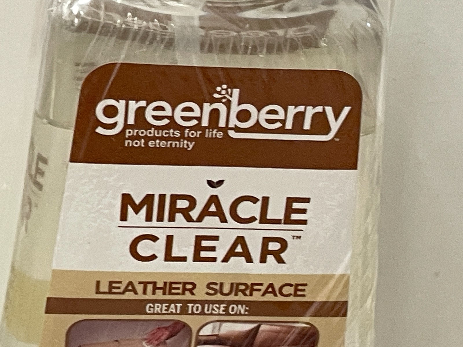 Greenberry Miracle Clear leather surface cleaner polish lemongrass scent 24 oz