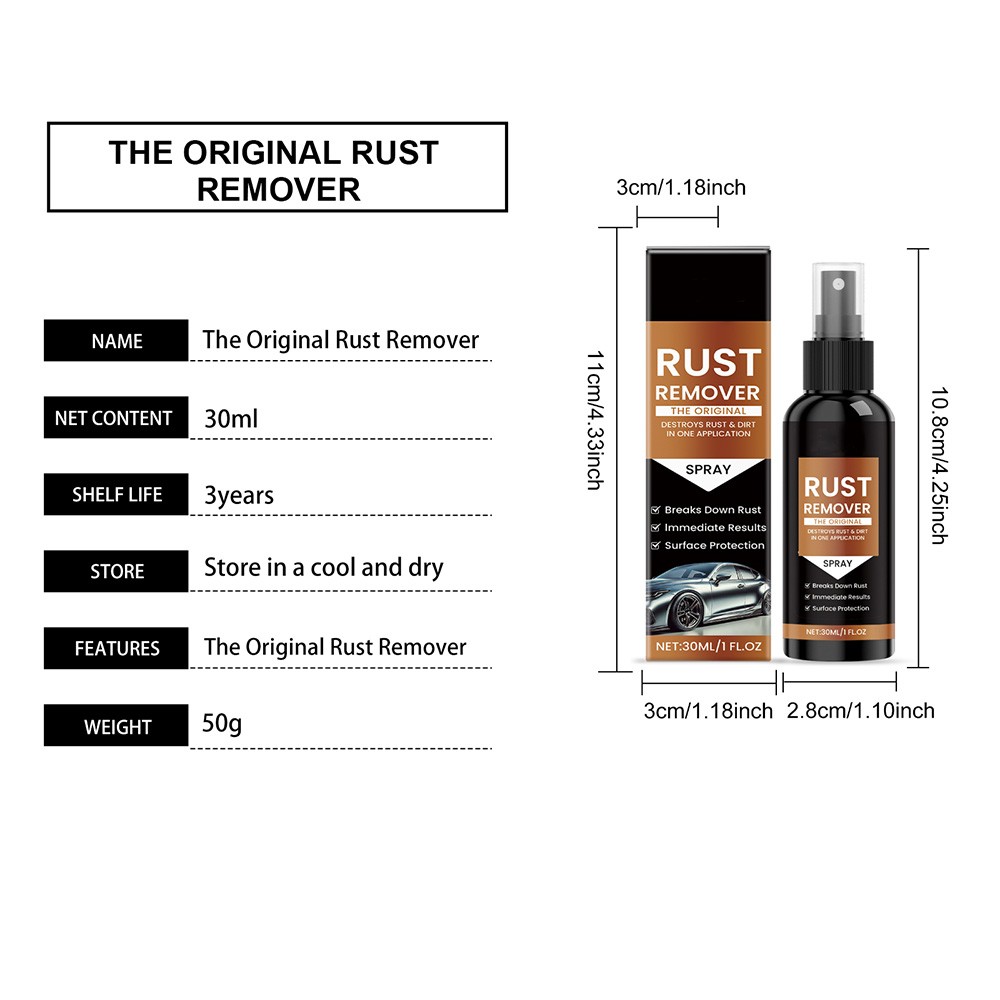 30ml Rust Remover Spray – Fast-Acting Multi-Surface Cleaner | Removes Rust