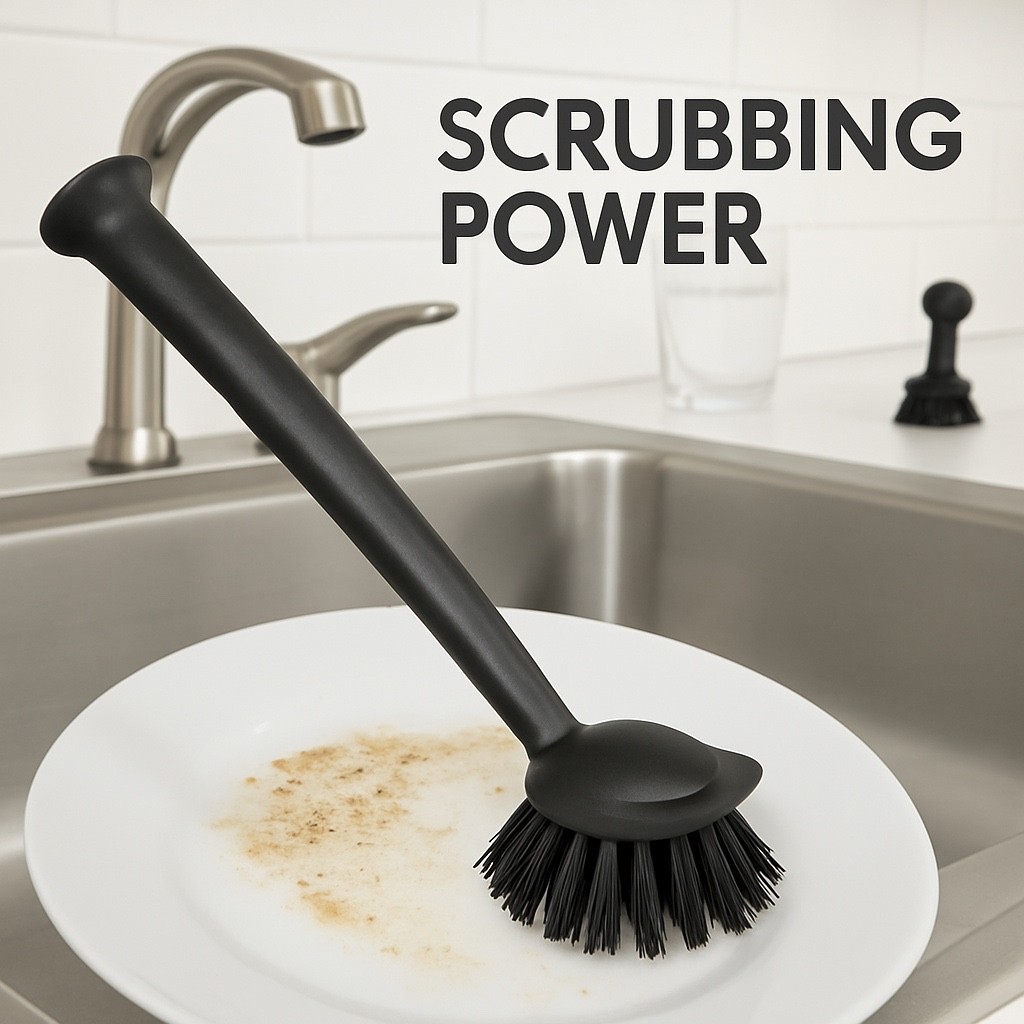 2-Pack Suction Cup Dish Brush – Kitchen Sink Scrubber | Long Handle Cleaning