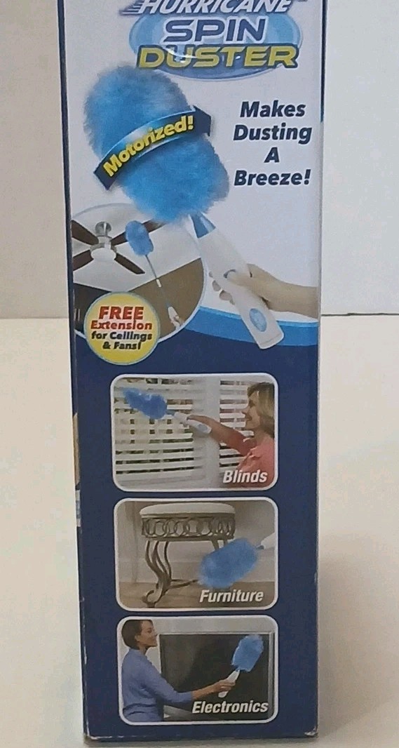 Hurricane Spin Duster Motorized Dust Wand w/3ft Extension For Ceiling Fans NIB