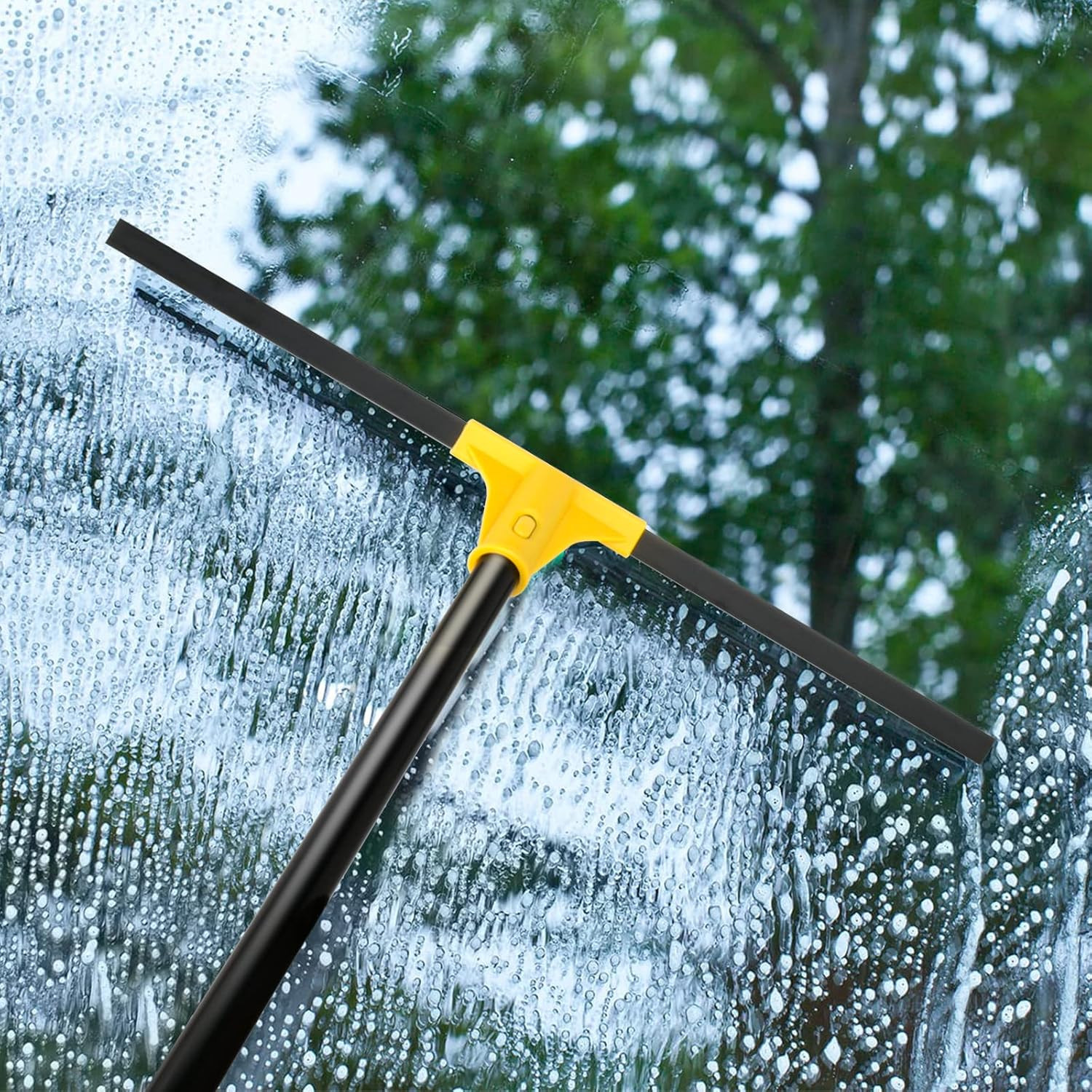 Floor Squeegee for Concrete and Tile Cleaning, 24” Rubber Wiper Broom, Large He