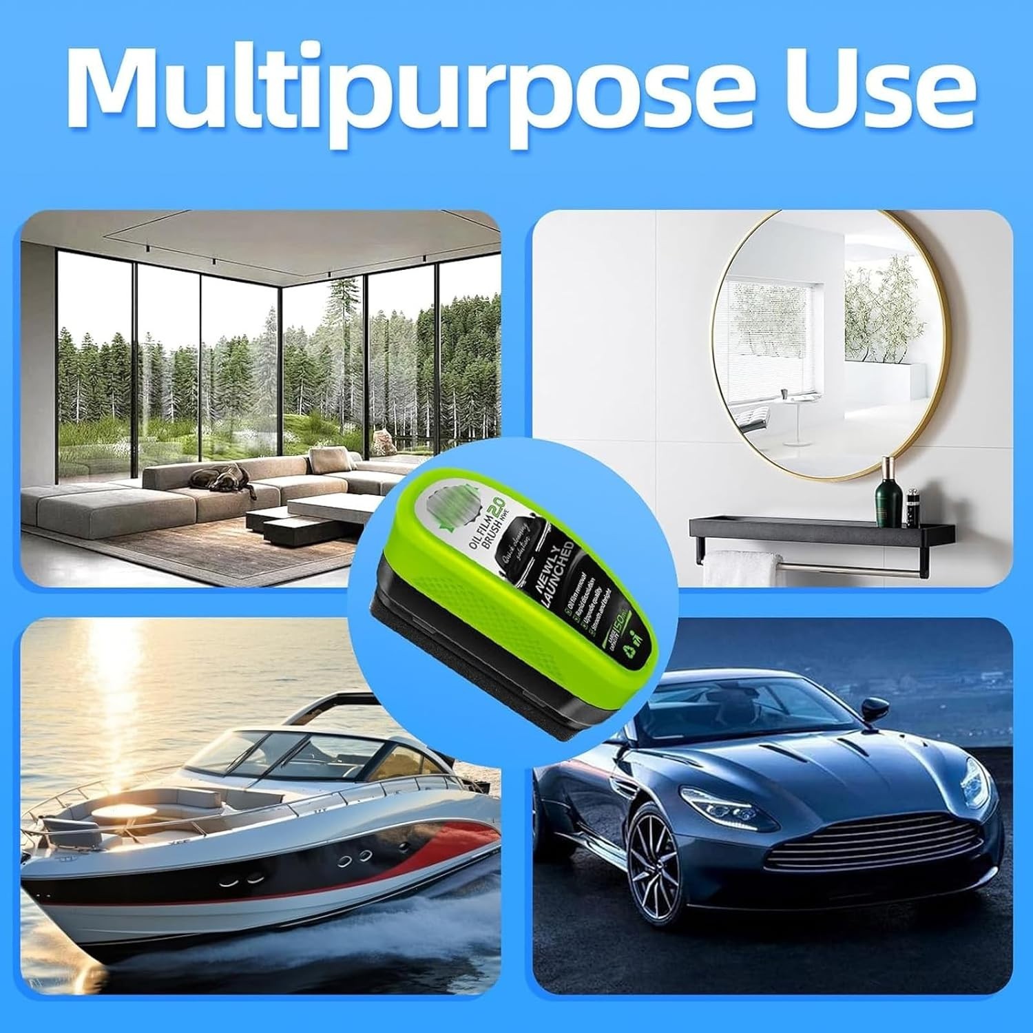 2025 New Automotive Oil Film Cleaning Brush, Clear Vision Glass Cleaner