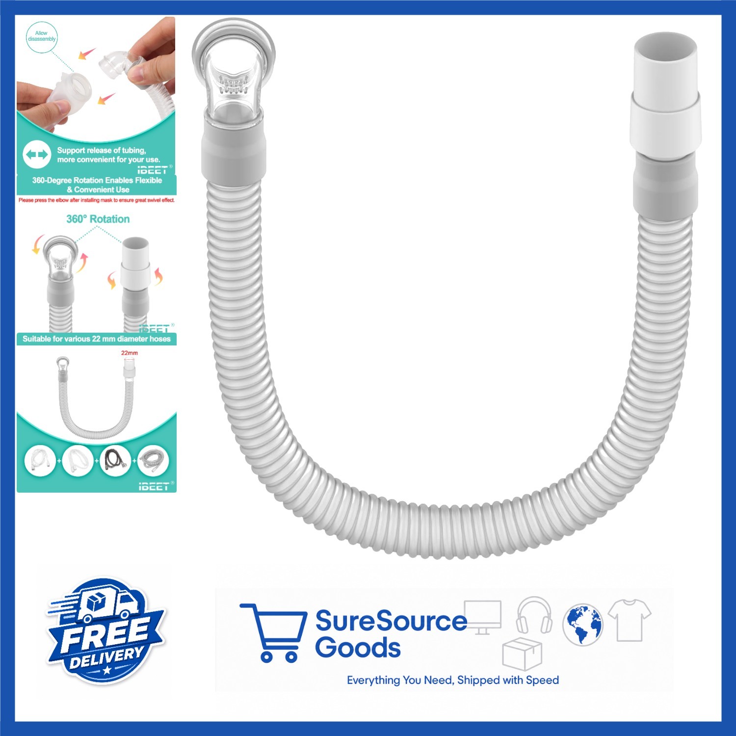 Clear Short Tube Assembly for Swift FX 18.5″ with 360-Degree Swivel Elbow