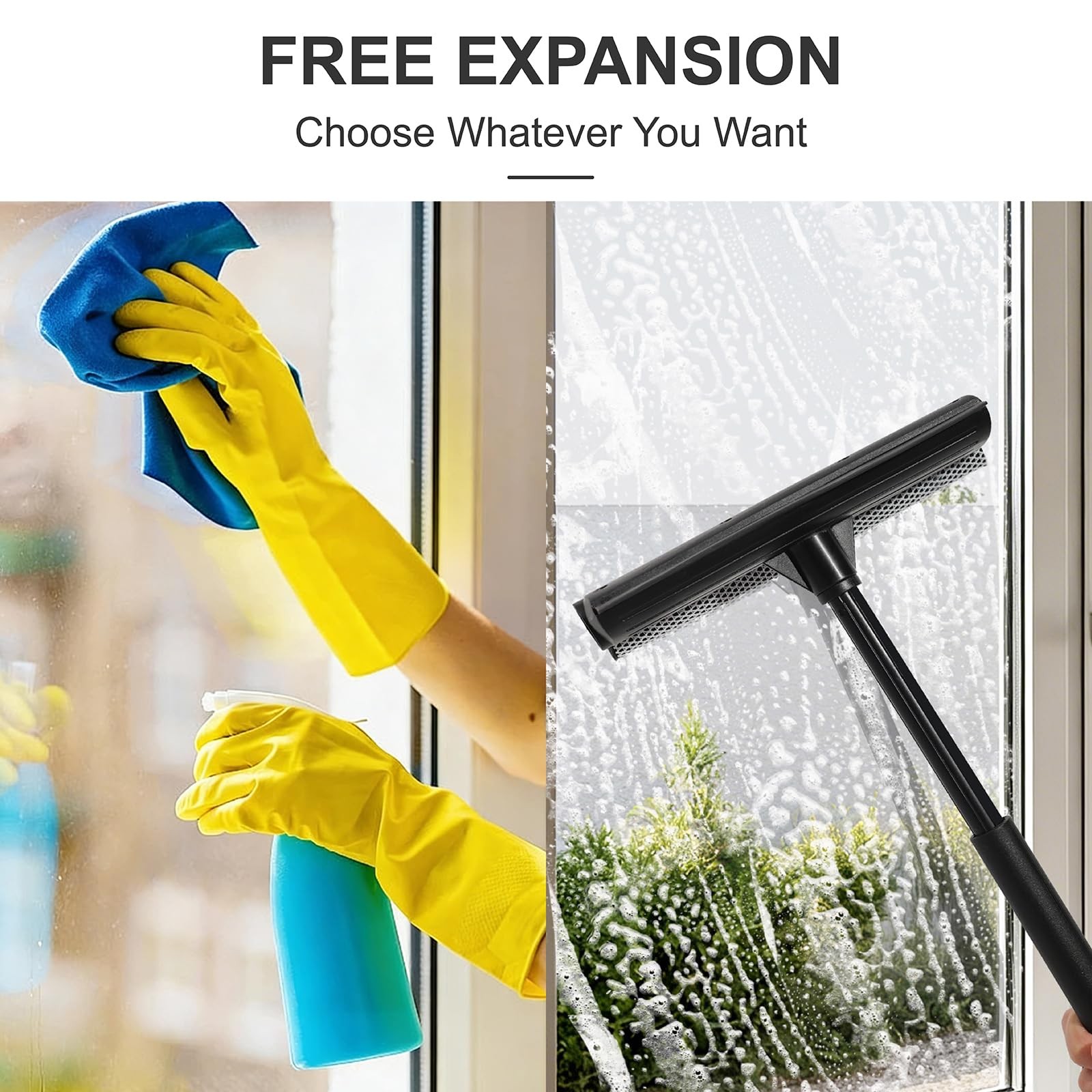 8.5″ Window Squeegee for Home or Car, 2-in-1 Auto Window Cleaner with Sponge …