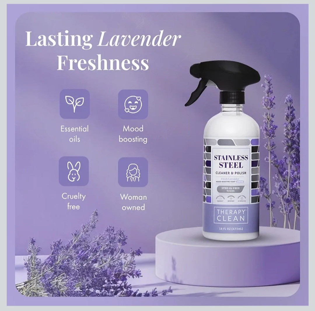 Therapy Clean Stainless Steel Cleaner & Polish Spray 16oz – Fresh Lavender Scent