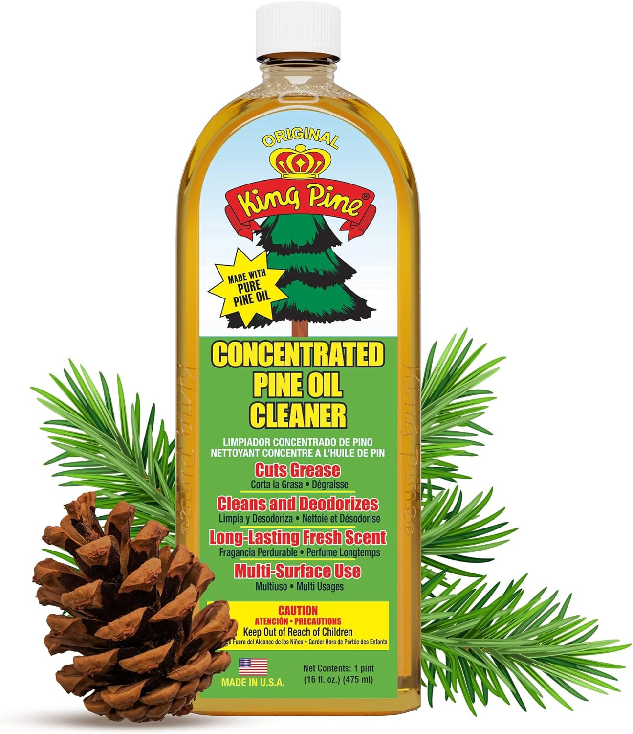 Concentrated Pine Oil Multi-Surface Cleaner Industrial Strength, Gold, 16 Fl Oz
