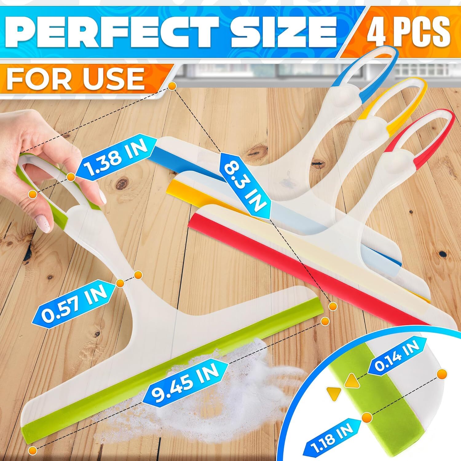 Window Cleaning Shower Glass Squeegee 9.5Inch Small Squeegee for Shower Glass