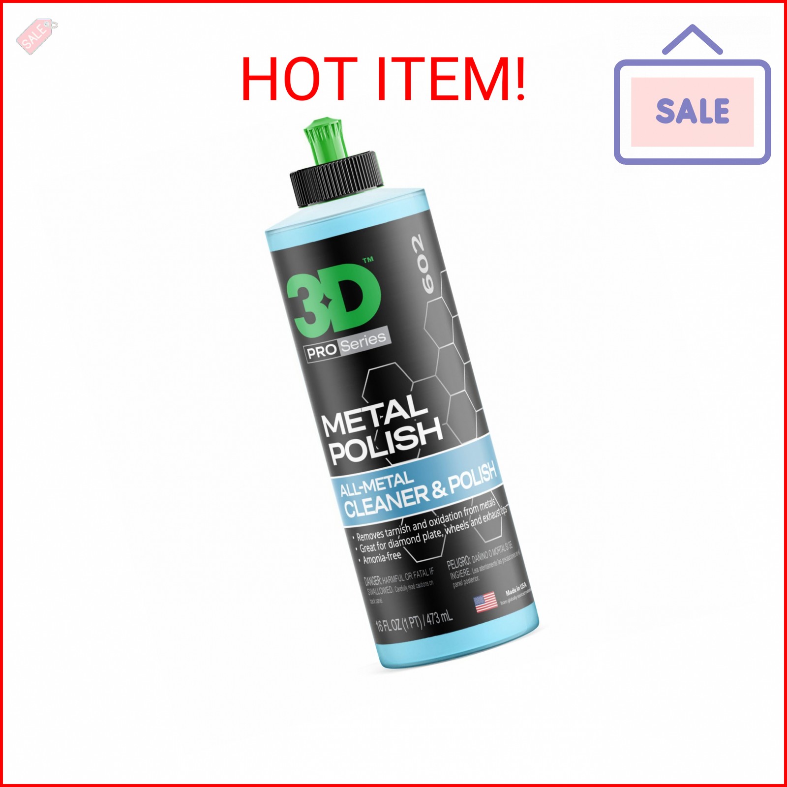 3D Metal Polish – Heavy Duty Car Metal Polish for Aluminum, Chrome, Brass, Coppe
