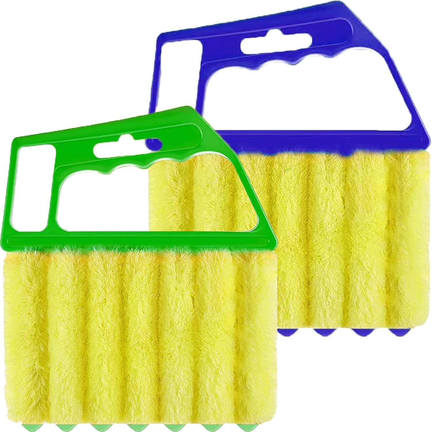 2 Pcs Washable Window Blind Cleaner – Hand-Held Mini Duster Color: Blue、green