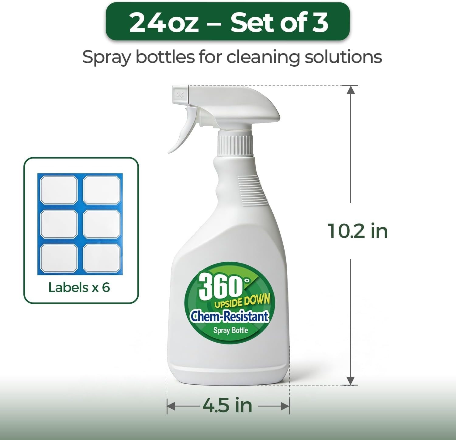 Heavy Duty Cleaning Spray Bottles 3 Pack, 24 Oz – Ideal for Home & Garden