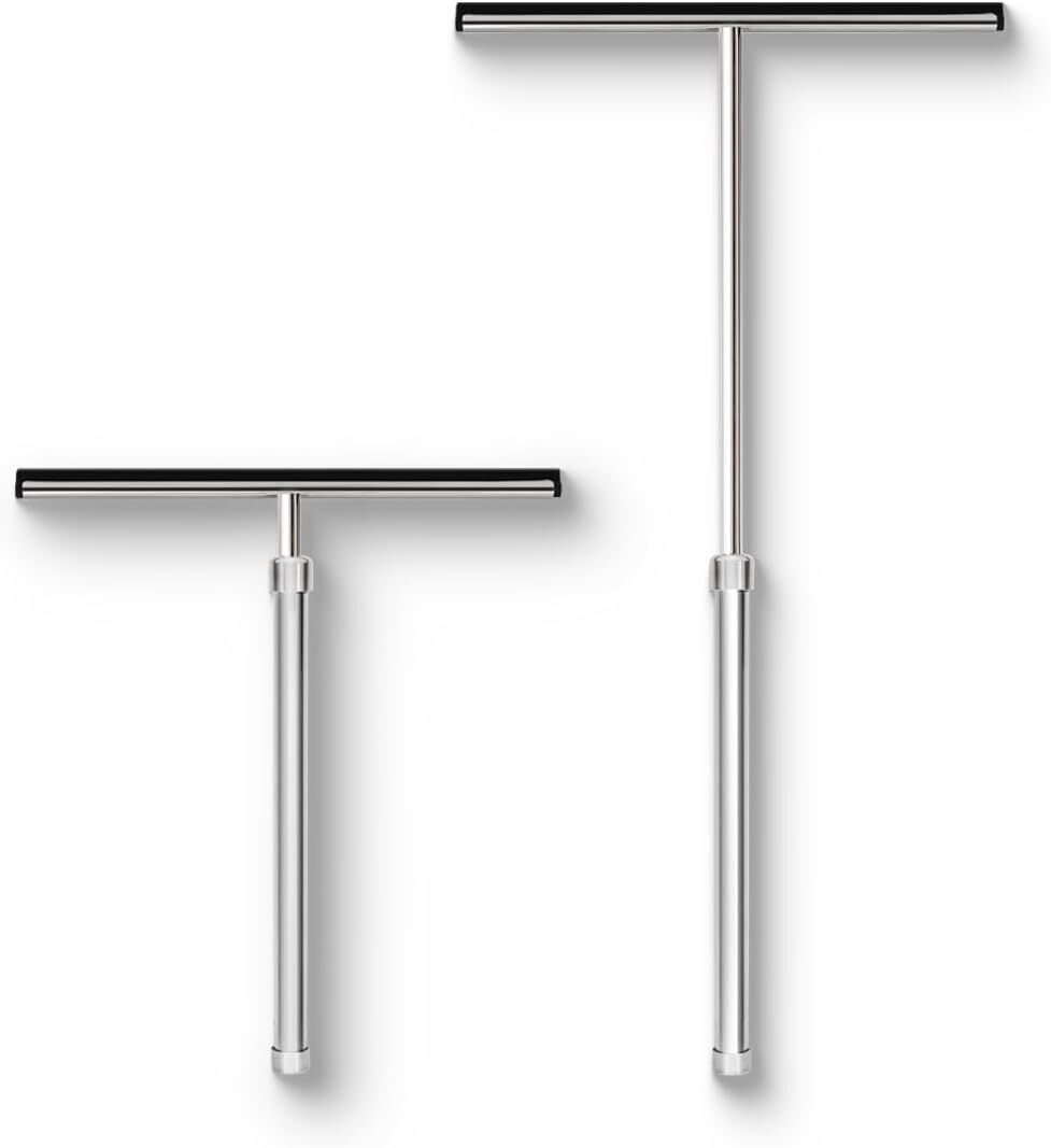 Shower Squeegee with Long Handle for Glass Doors, Tile Walls, Mirrors and Win…