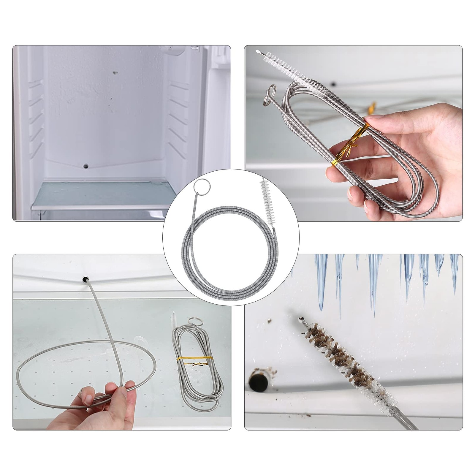 Extra Long Pipe Tube Cleaner Fridge Drain Pipe Dredging Tool Flexible Drain B…