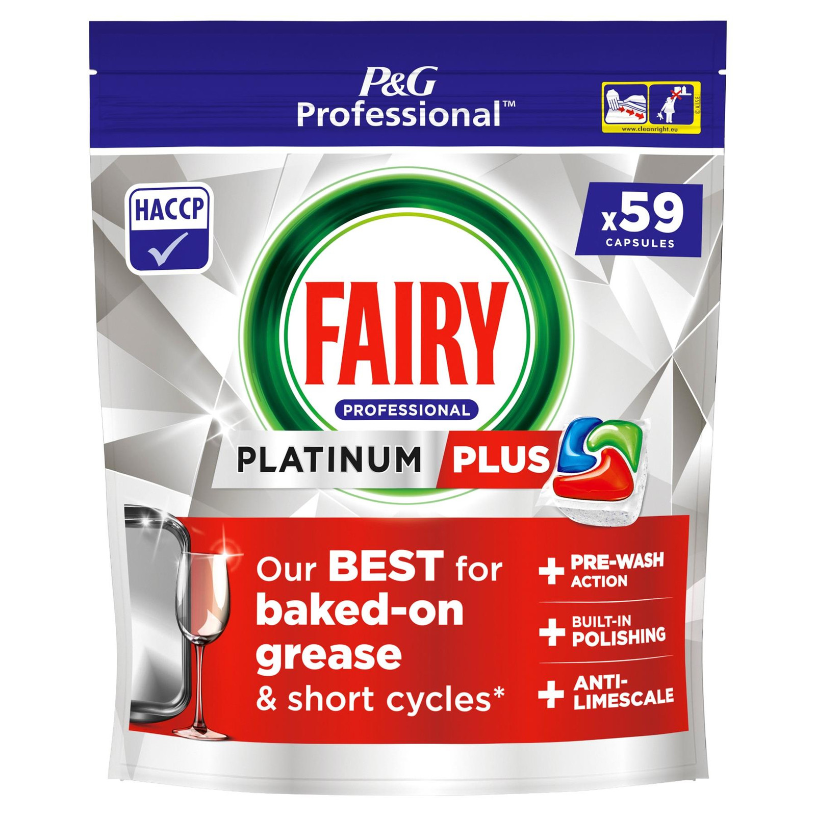 Fairy Professional Platinum Plus Dishwasher Tablets – 59 Capsules, Triple Action