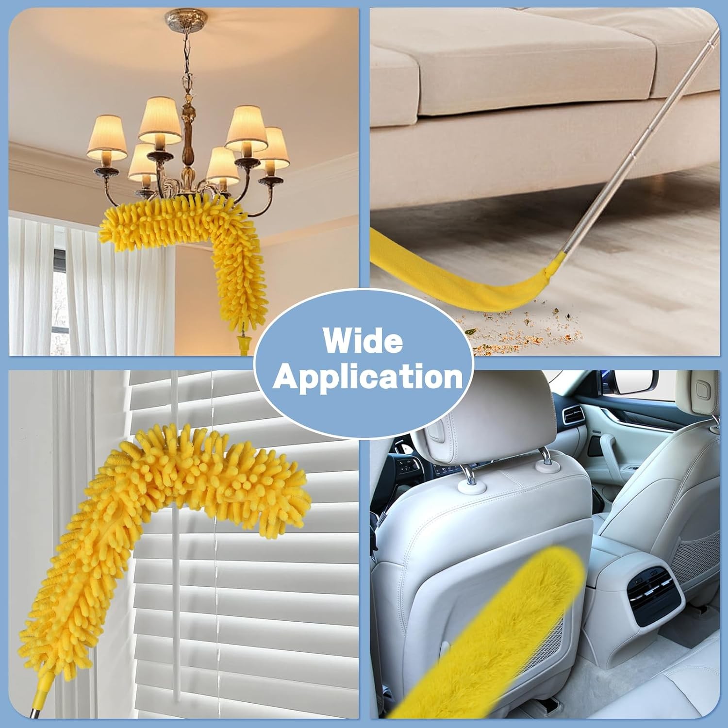 Cobweb Duster with Extension Pole, 110″ Microfiber Feather Duster Kit with Benda
