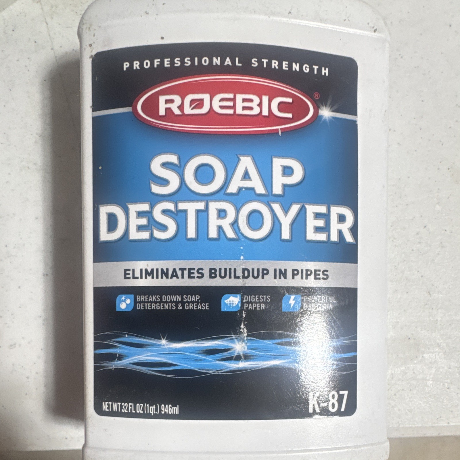 Roebic Soap Destroyer Liquid Eliminates Buildup Sink/Drain 32 fl oz K-87