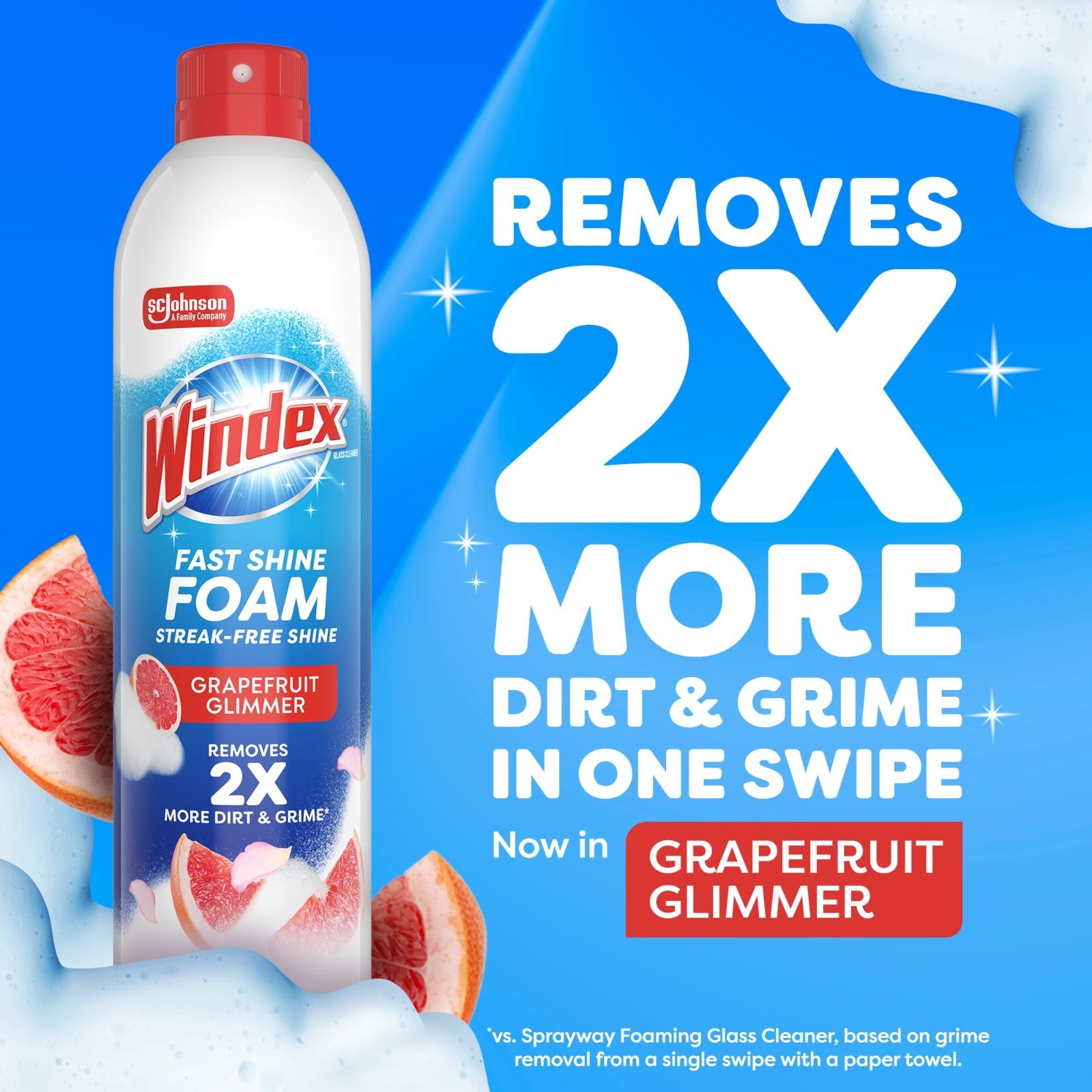 Windex Fast Shine Foam Glass, Window, and Mirror All Purpose Cleaner, No-Drip Ae