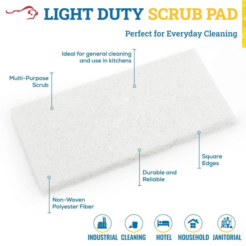Light Duty Cleaning Scrubbing Pads 5-Pieces Bundle with Threaded Swivel EZ Scrub