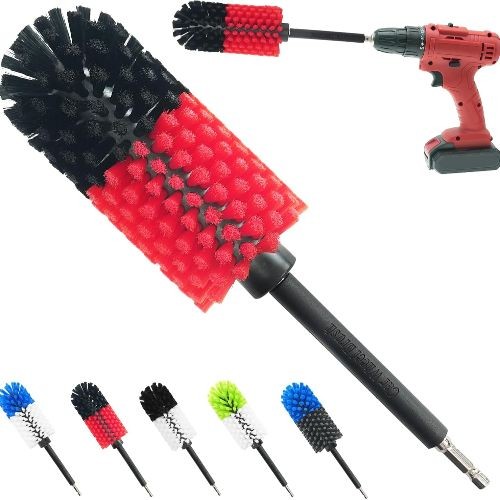 Soft Drill Wheel Cleaner Brush, Drill Brush for Car Wheel, No ScratchesBlack+red
