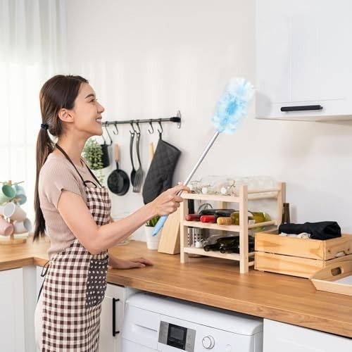 Vesici 300 Pcs Duster Refills with Handle, Heavy Duty Cleaning, Blue