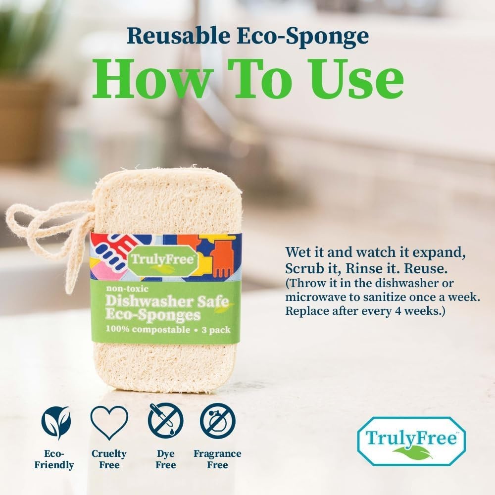 Natural Cleaning es, 100% Organic Luffa Dish Scrubber, Plant-Based Compostabl…