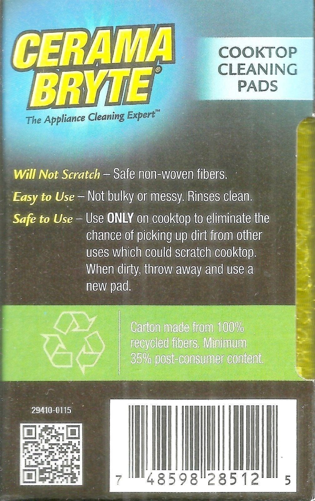 5 cooktop CLEANING PADS for Ceramic & Glass Cook Top cleaner CERAMA BRYTE 28512
