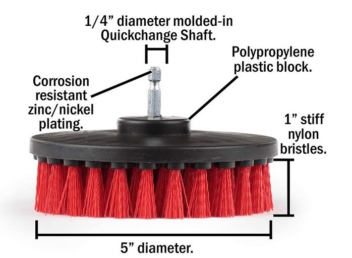 5inch 3 Piece Soft, Medium, Heavy Power Scrubbing Brush Drill Attachment