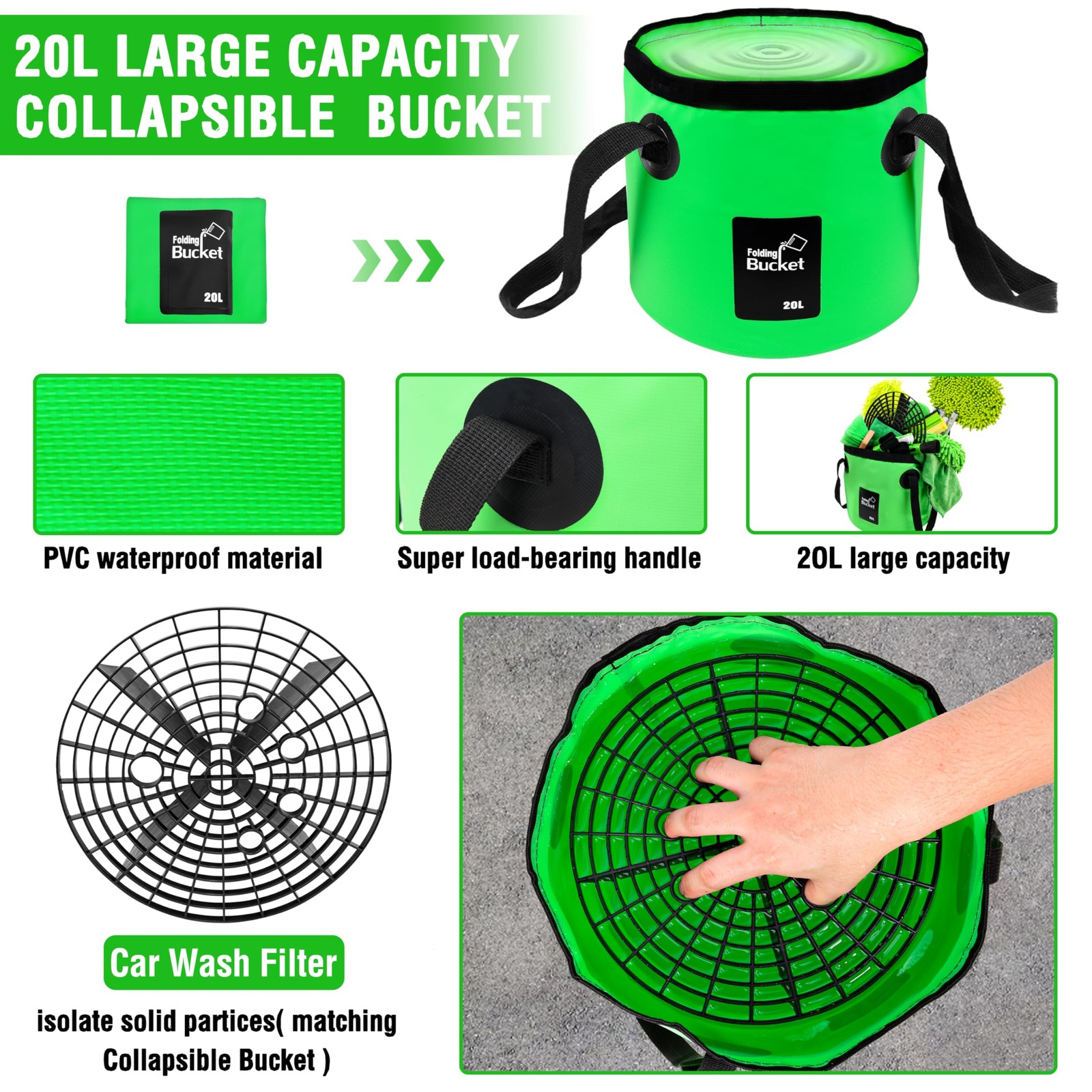 17Pcs Car Wash Kit,62″ Car Wash Brush Mop with Long Handle,Car Cleaning Kit,C…