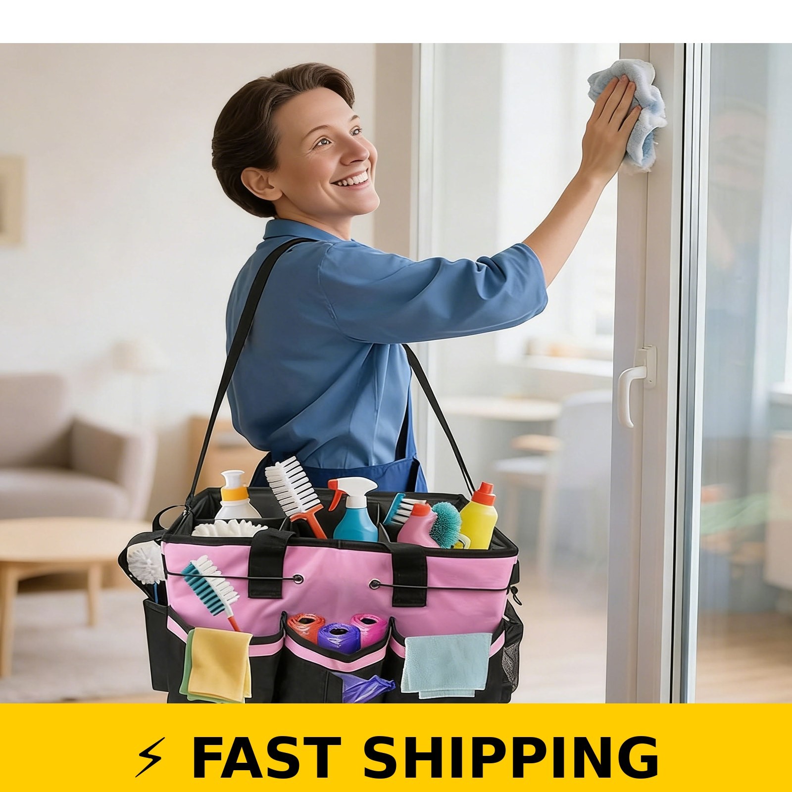 LANGSONGHONG Large Cleaning Caddy Bag with Multi Pockets