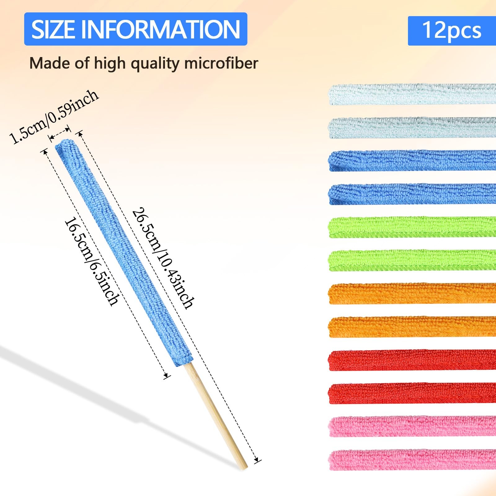 12 Pcs Microfiber Detail Duster Sticks Fan Cleaning Brush Crevice Cleaning To…