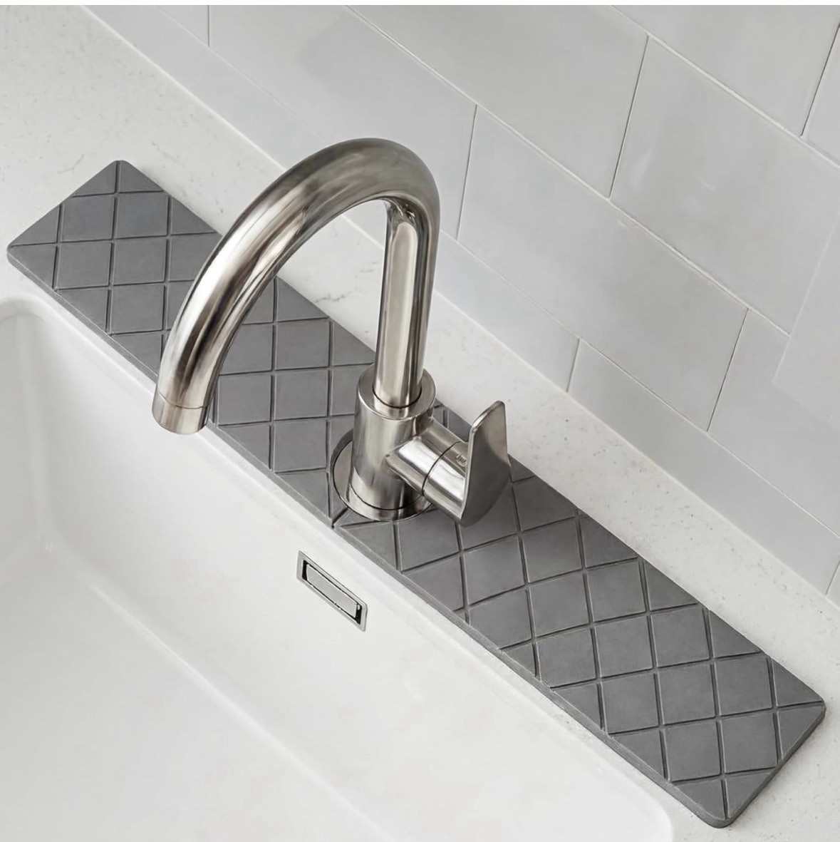 Stone Faucet Mat for Kitchen Sink & Stone Drying Tray for Bathroom 23.6x 4in
