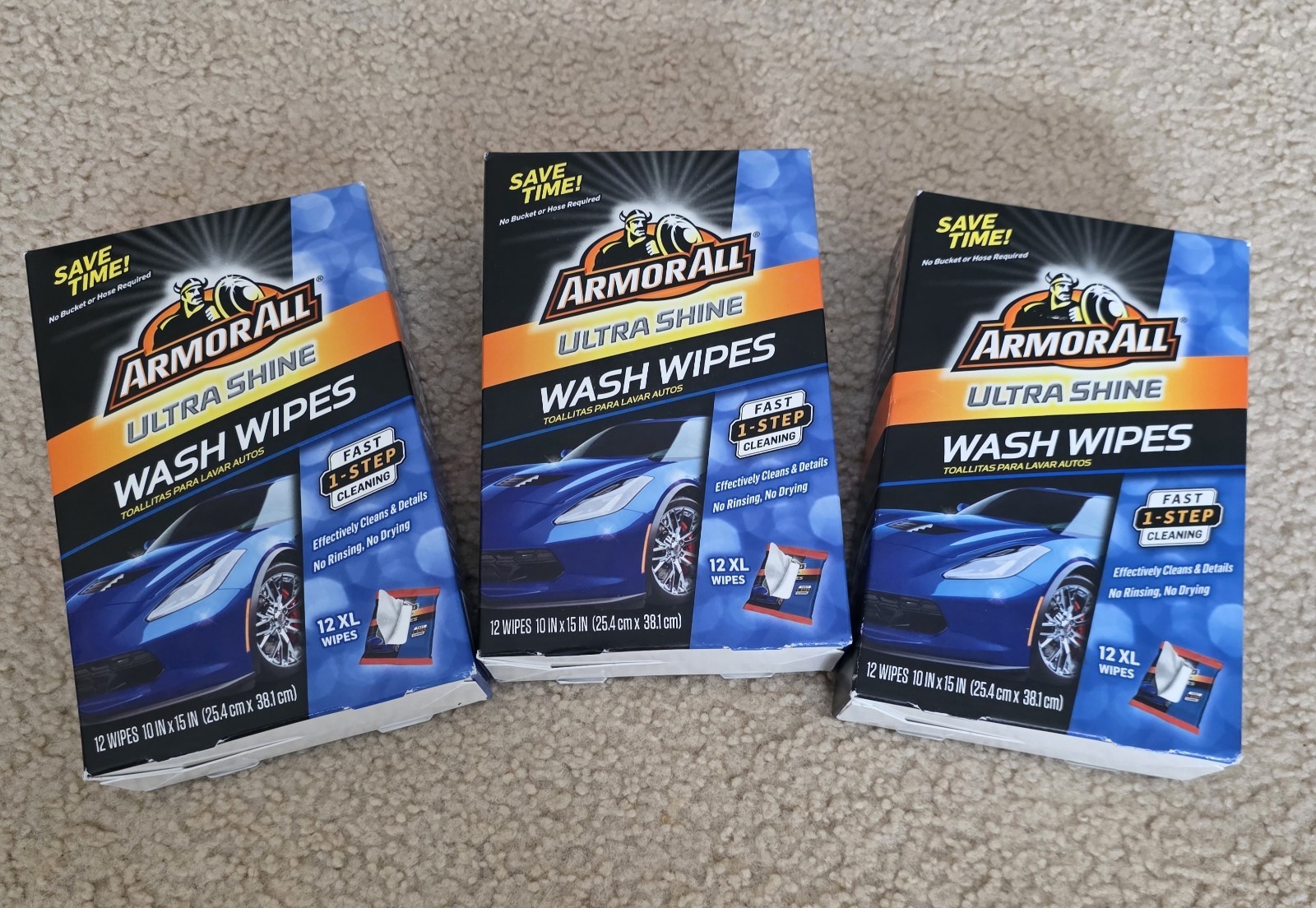 *3 Pack* Armor All Exterior Ultra Car Wash Wipes Armorall XL Extra Cleaning