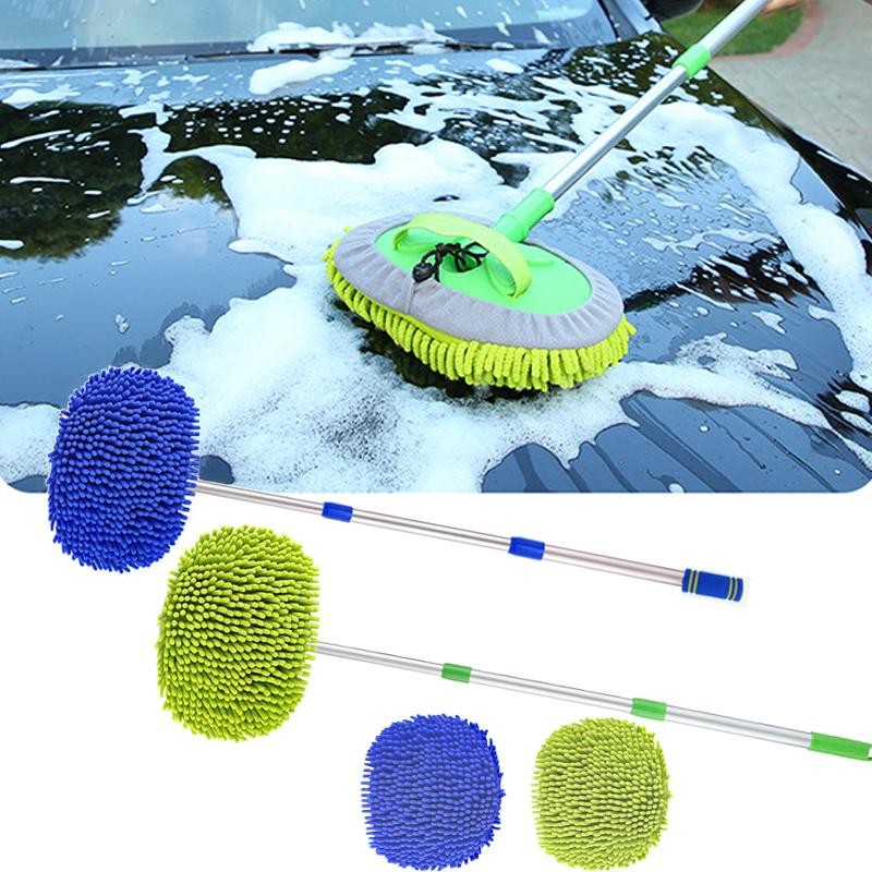 Car Wash Mop Brush Chenille Microfiber Telescopic Long Handle Cleaning Kit Soft