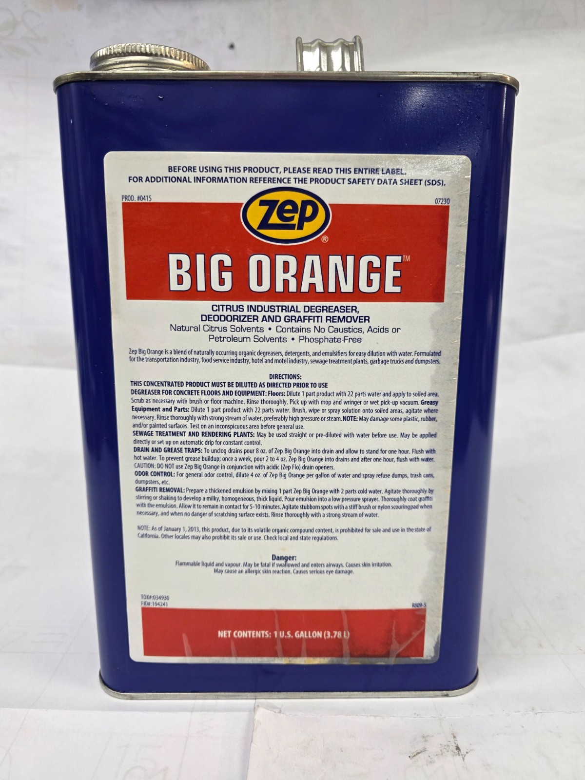 Zep 41524 Big Orange Heavy Duty Liquid Citrus Degreaser – 1 Gallon
