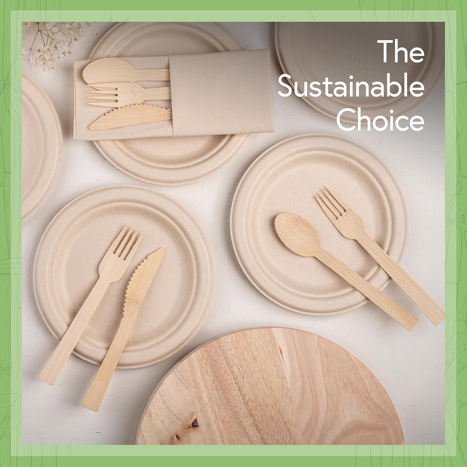 Bamboo Dinner Plates Disposable (1000-Pack, 7-inch) | Sturdy & Microwave Safe