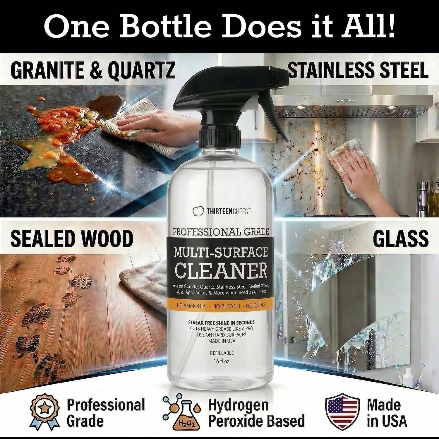 Eco-Friendly 16oz Cleaning Spray – Fume-Free & Streak-Free Multi-Surface Cleaner