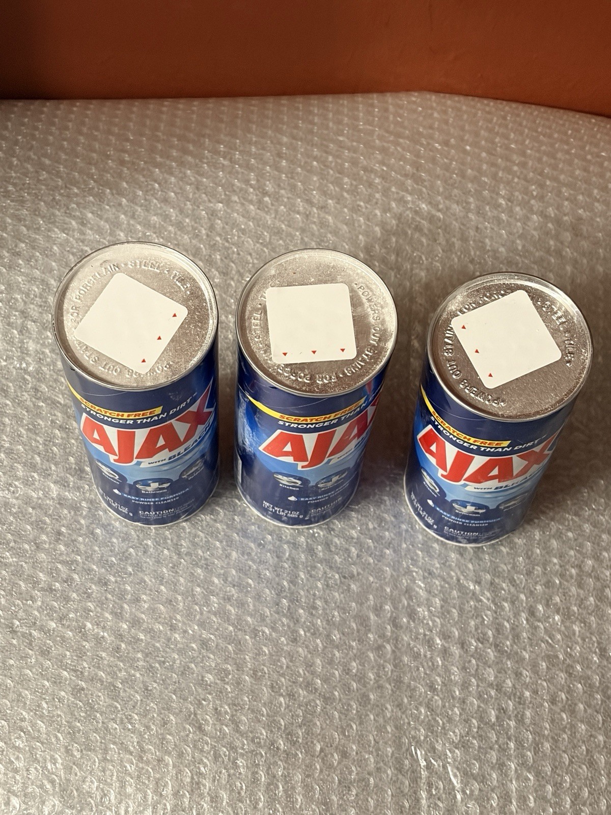 Lot of 3 Ajax Powder Cleanser with Bleach Scratch Free Easy Rinse 21 oz Cans NEW