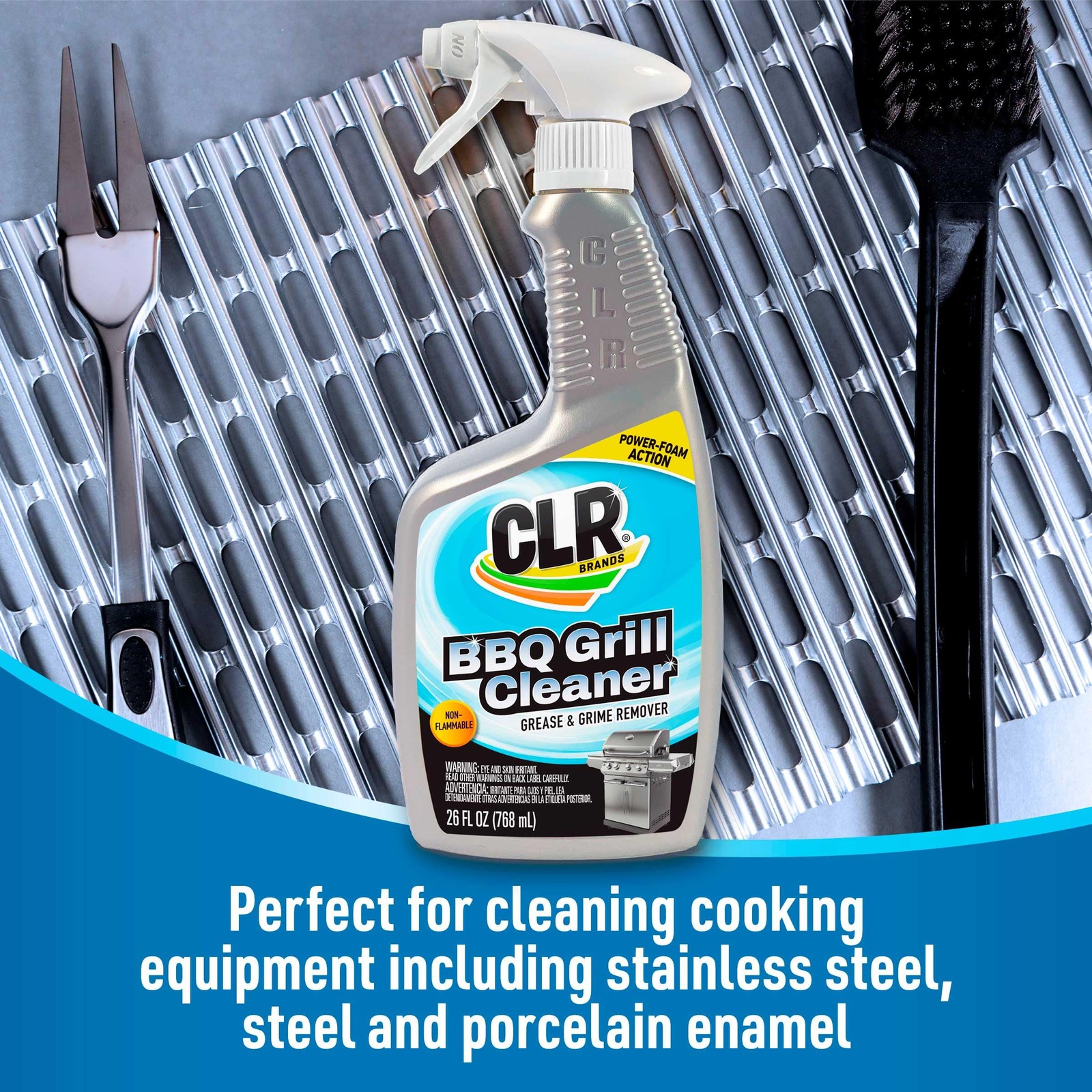 CLR Grill Cleaner Spray 26 Fl Oz Powerful Foaming Degreaser for BBQ Surfaces