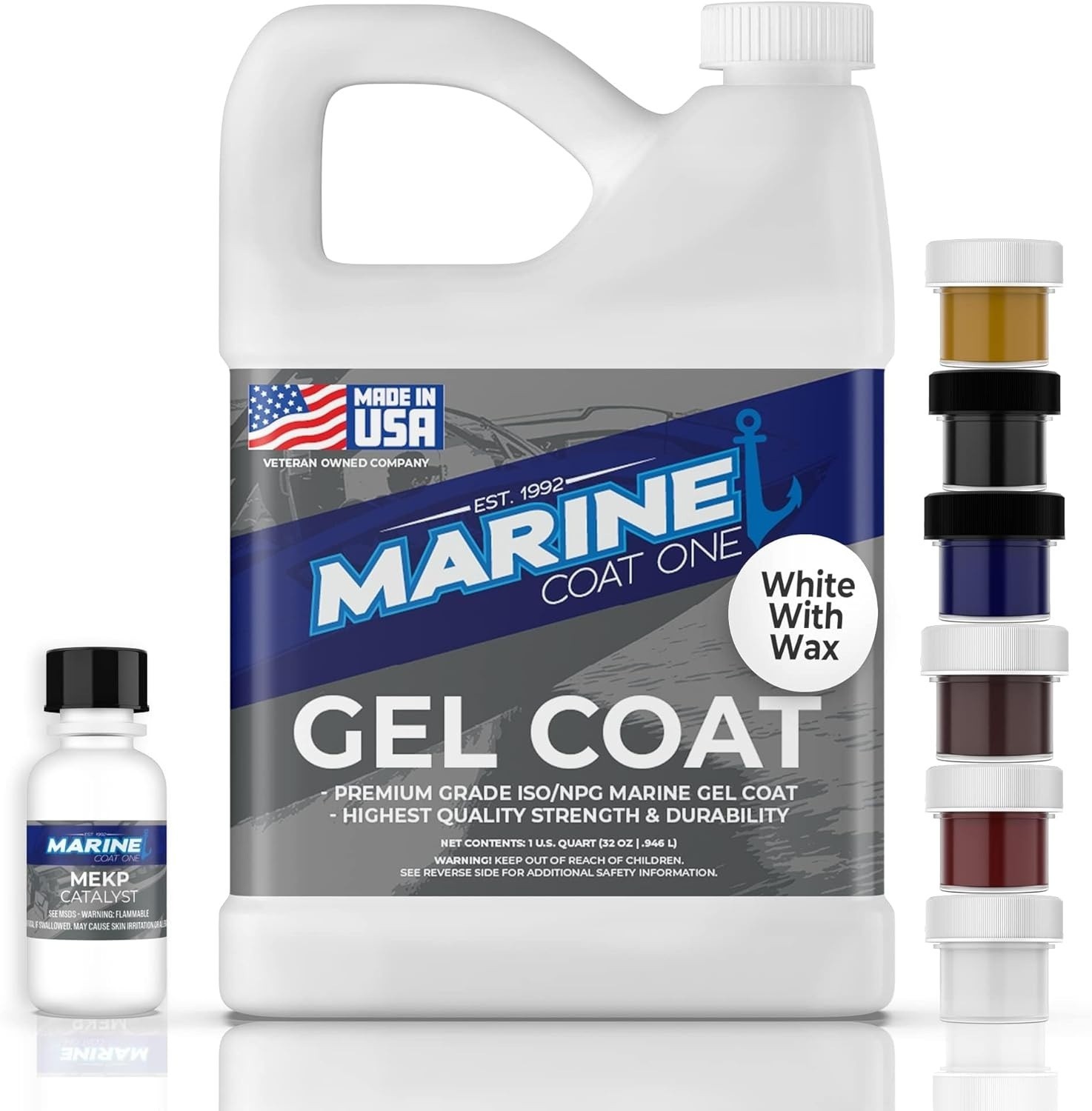 Gel Coat White With Wax& MEKP Catalyst For Boats And Fiberglass Repair (1 Quart)