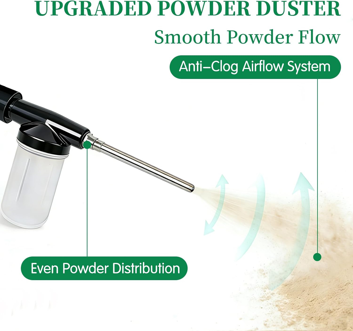 Diatomaceous Earth Powder Duster with 4FT Extension Rod, Anti-Clog Pump Powder S