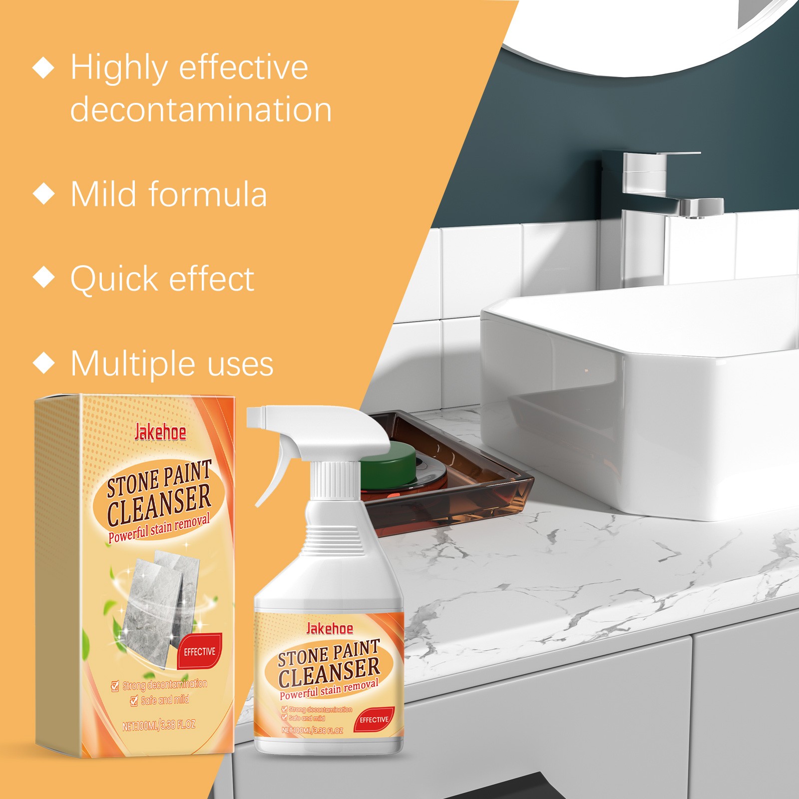 Stone Surface Cleaner Polish Gentle Home Wall Care Long Lasting Shine Spray
