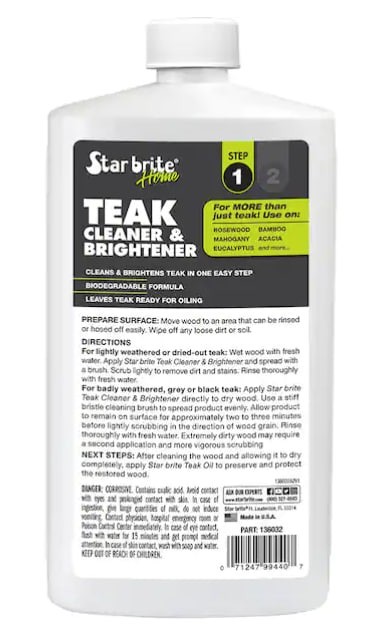Star brite 32 oz Teak Cleaner & Brightener Wood Cleaner for Outdoor Furniture