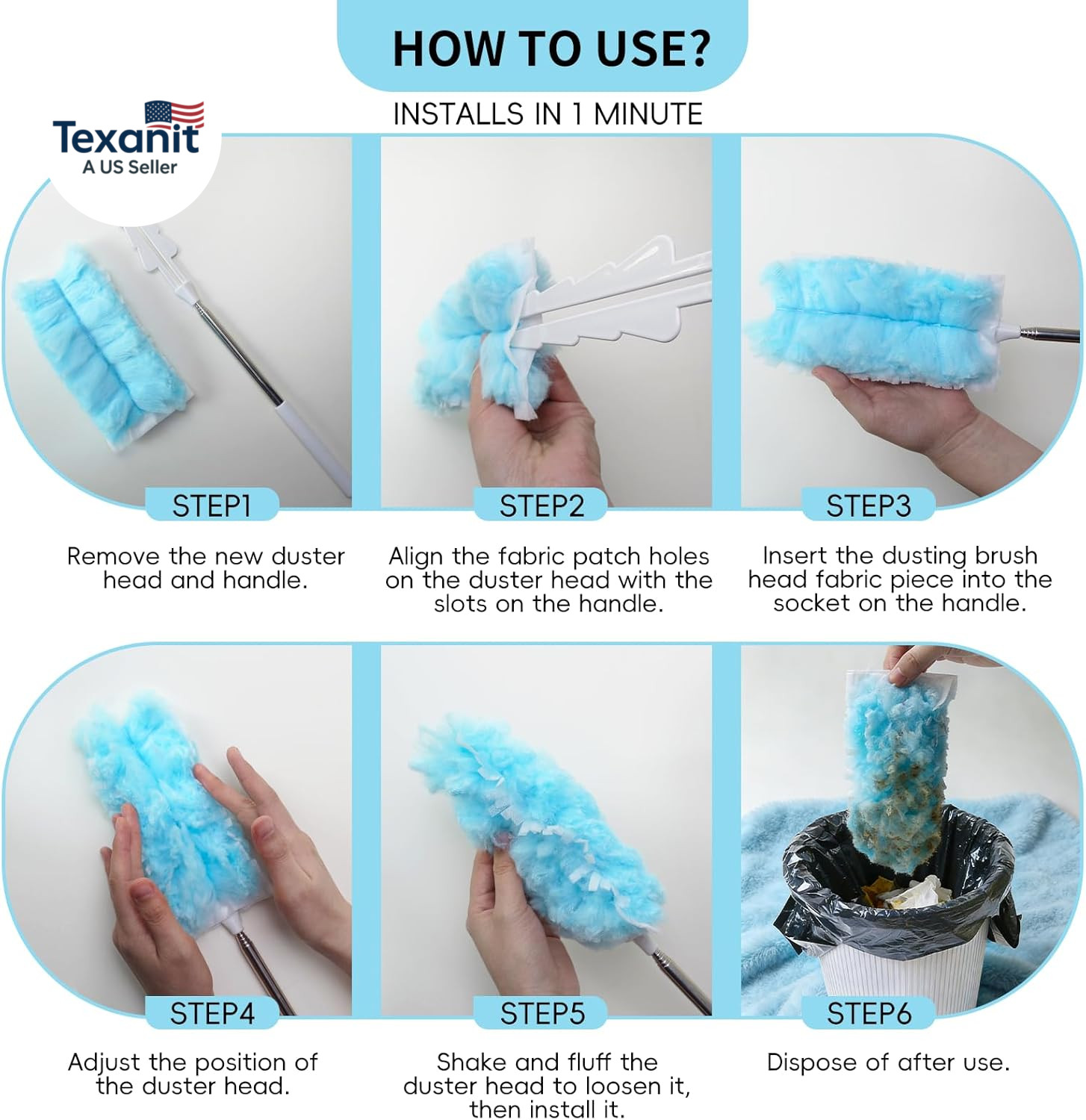 360 Duster Refills for Swiffer Dusters Refill with 2 Upgrade Extendable Handle(3