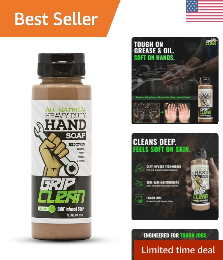 Heavy Duty Citrus Hand Cleaner – Pumice & Clay-Infused, 8 oz for Mechanics
