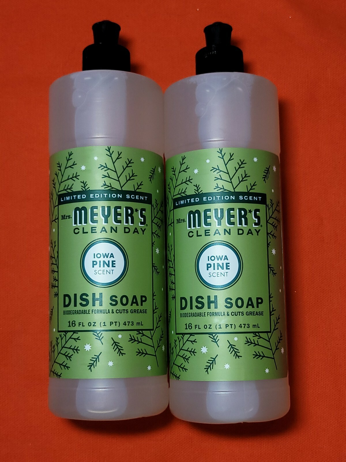 Mrs. Meyer’s Clean Day Iowa Pine Dish Soap Limited Seasonal Lot of 2. 16 oz bot