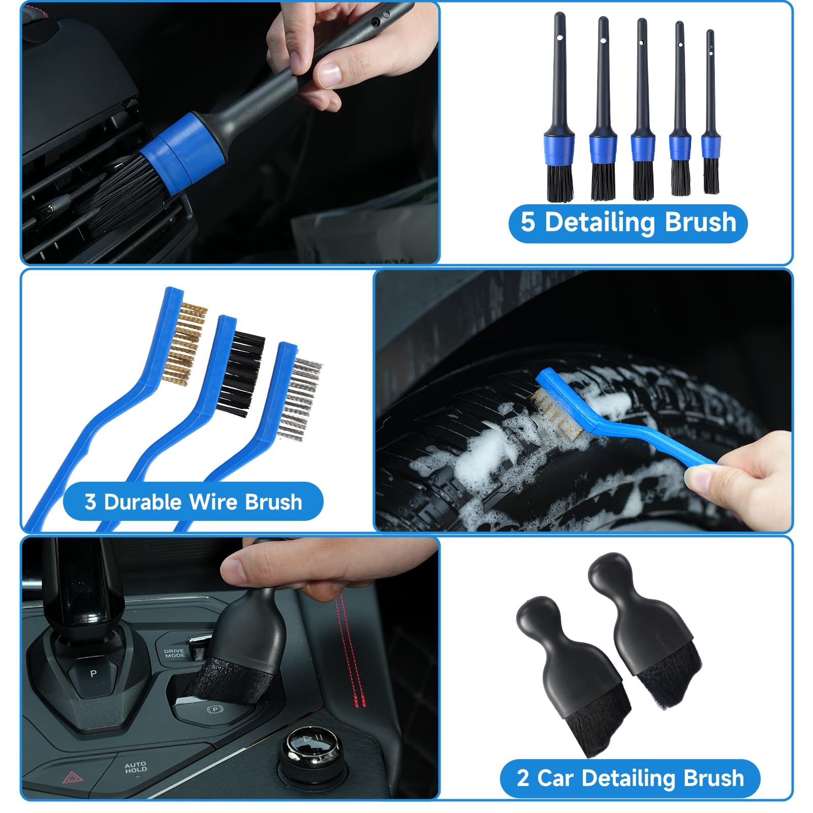 36Pcs Car Detailing Kit, Brush Set, Cleaning Auto Blue