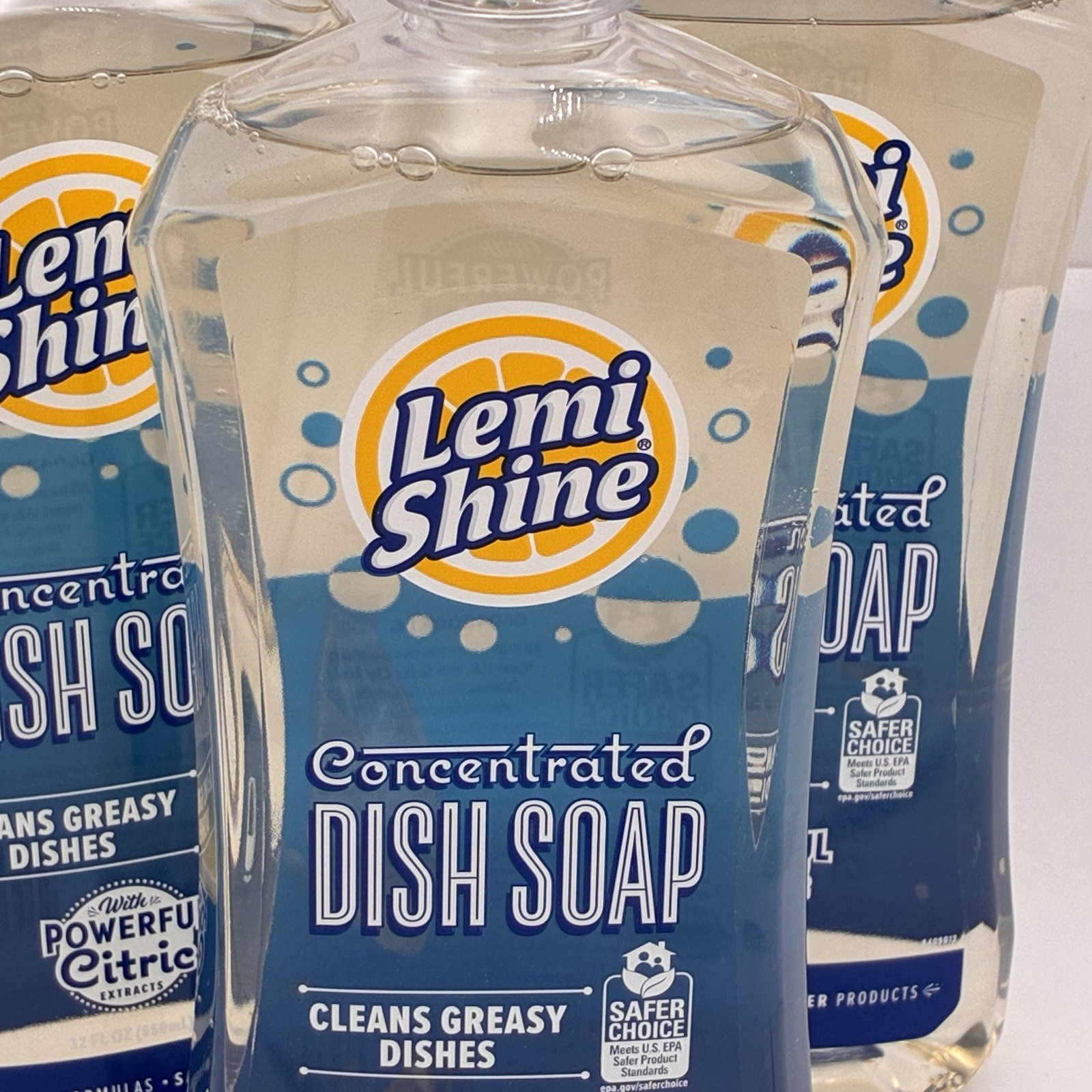 3 Lemi Shine Concentrated Dish Soap 12 fl oz Citric Extracts Greasy Dishes EPA